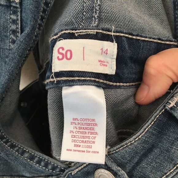 SO light wash distressed overalls girls14 - Picture 10 of 10